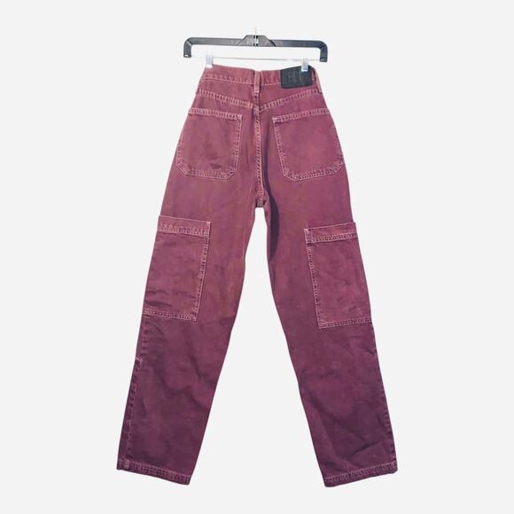 BDG Urban‎ Outfitters Kate High Waisted Baggy Cargo Jean Plum Women Size 24 - Picture 5 of 9